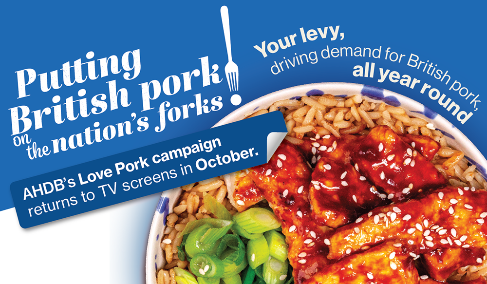 Promotional graphic featuring slogan: Putting British pork on the nation's forks.